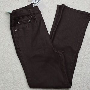 3410 Daze Denim Shy Girl High Rise Crop Flare Jeans Coated Espresso Sz27